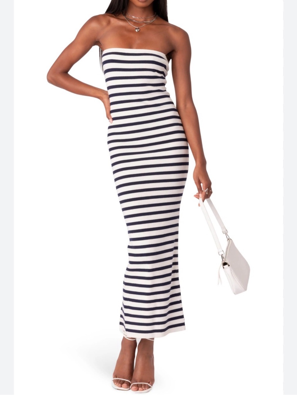 Edikted Striped Strapless Maxi Dress NWT Size S